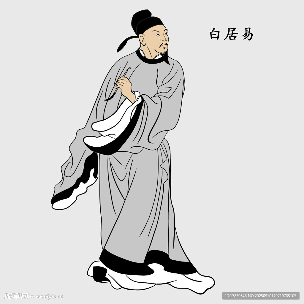 唐代诗人白居易形象描绘