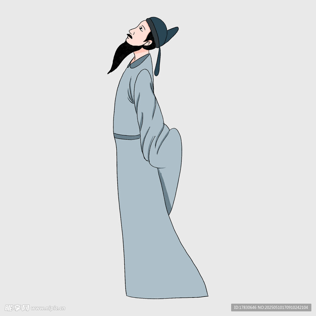 优雅长裙女子时尚插画