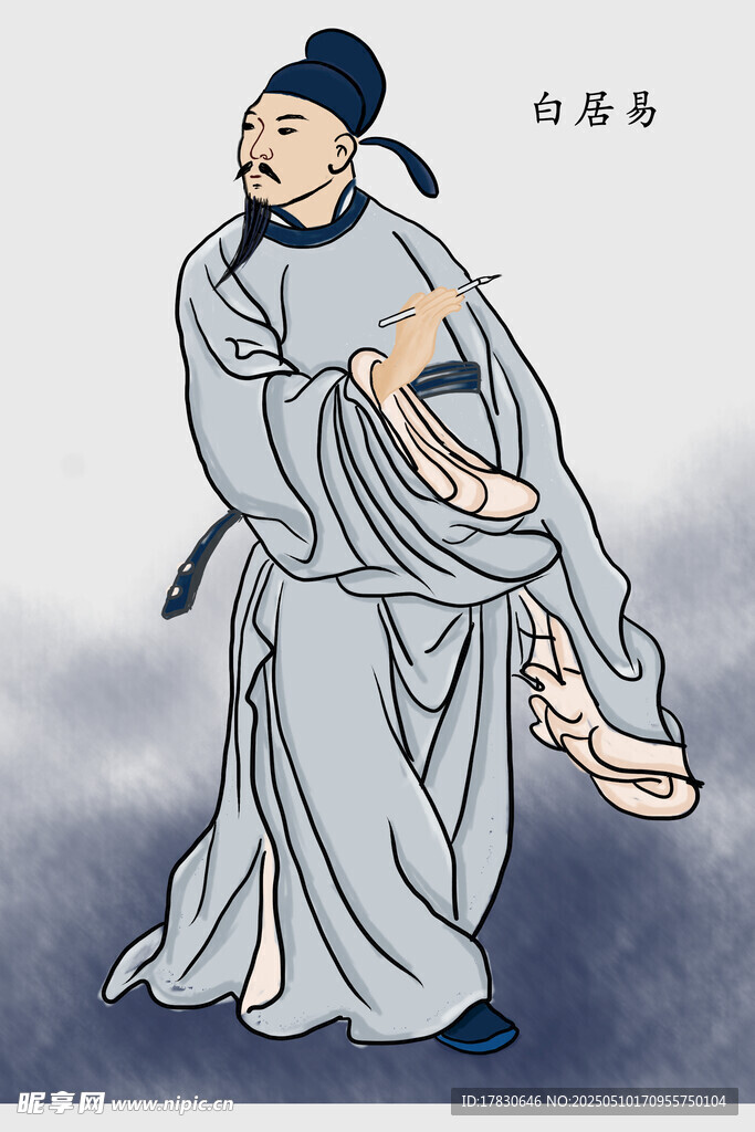 唐代诗人白居易形象图