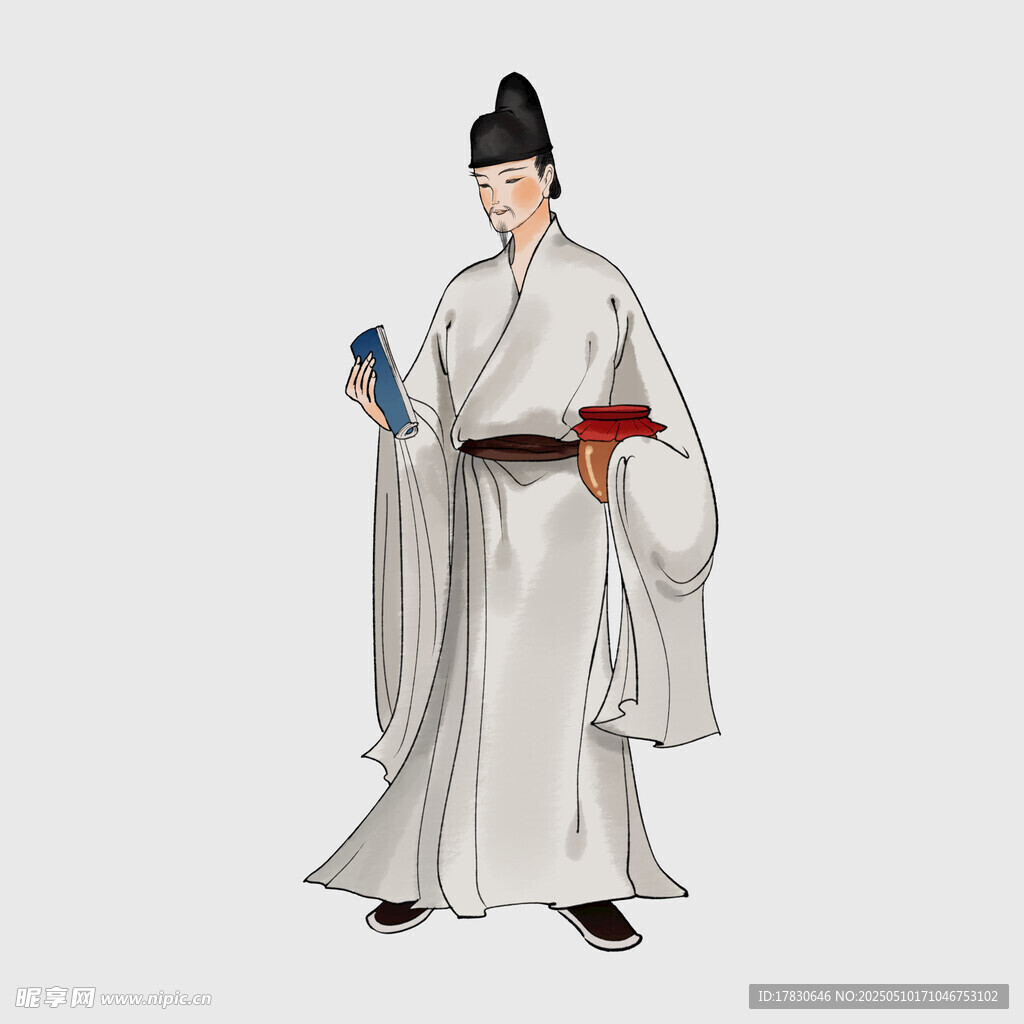 古风男子持书卷古装形象