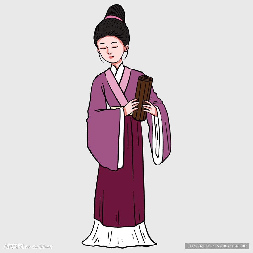 古装持书女子形象