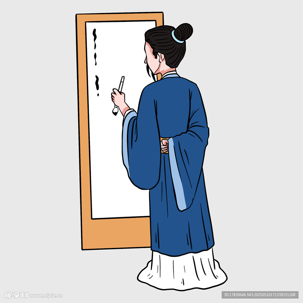 古代女子挥毫书写