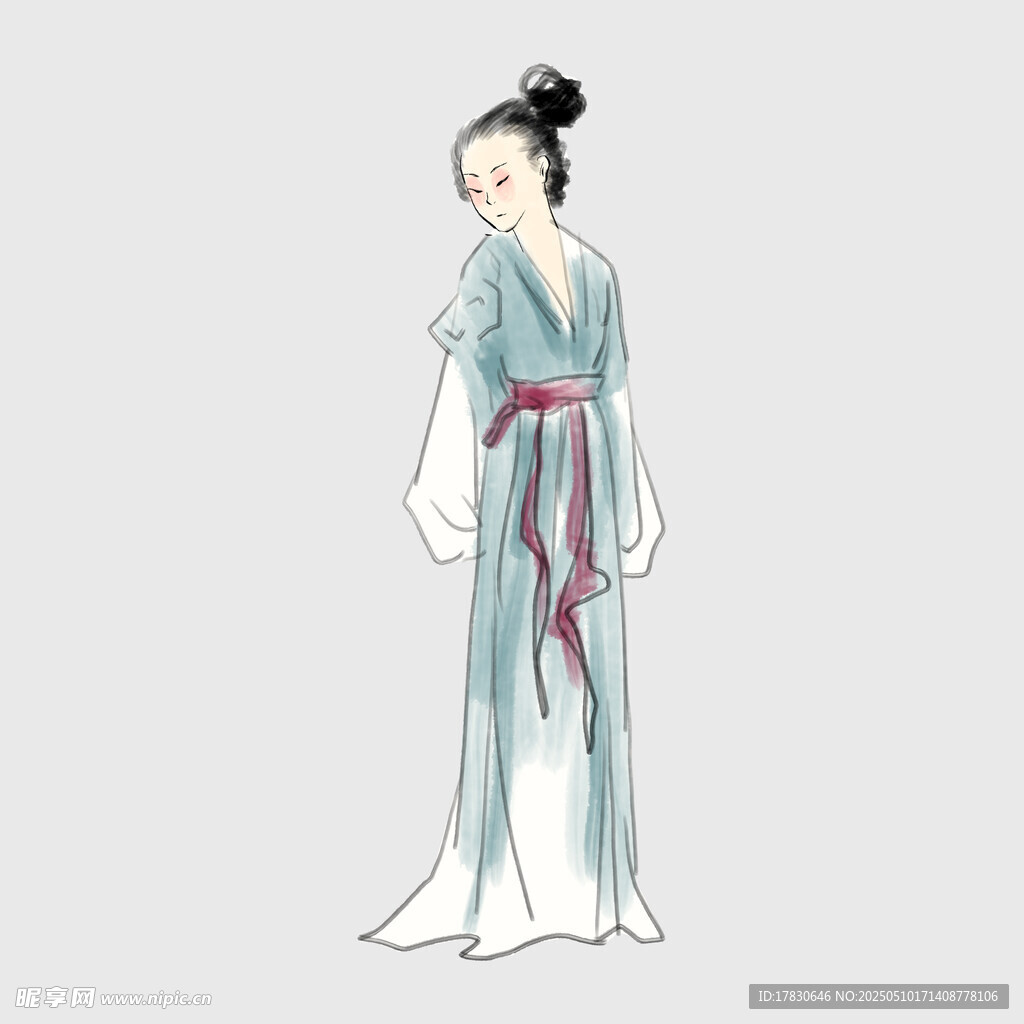 古风女子身着飘逸汉服