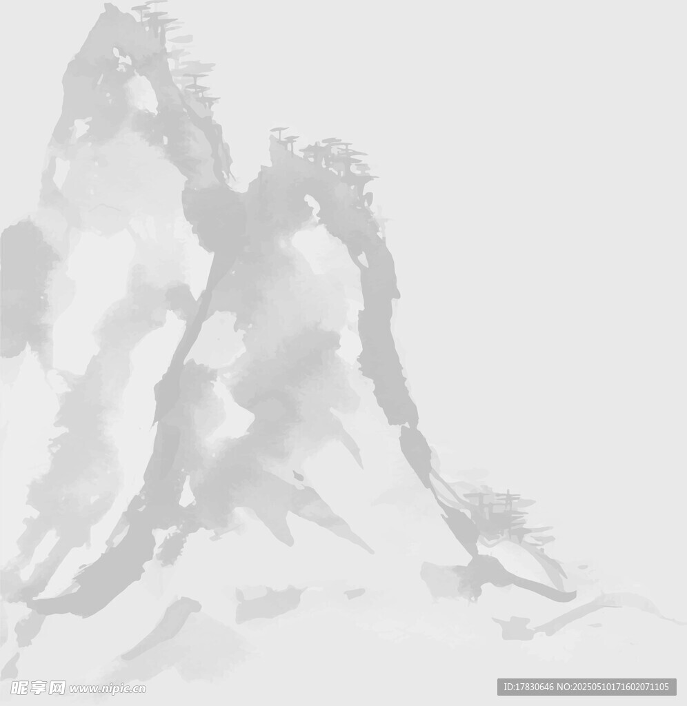 水墨写意山峰图