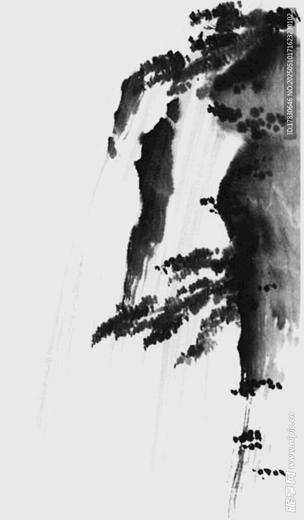 水墨松树写意画