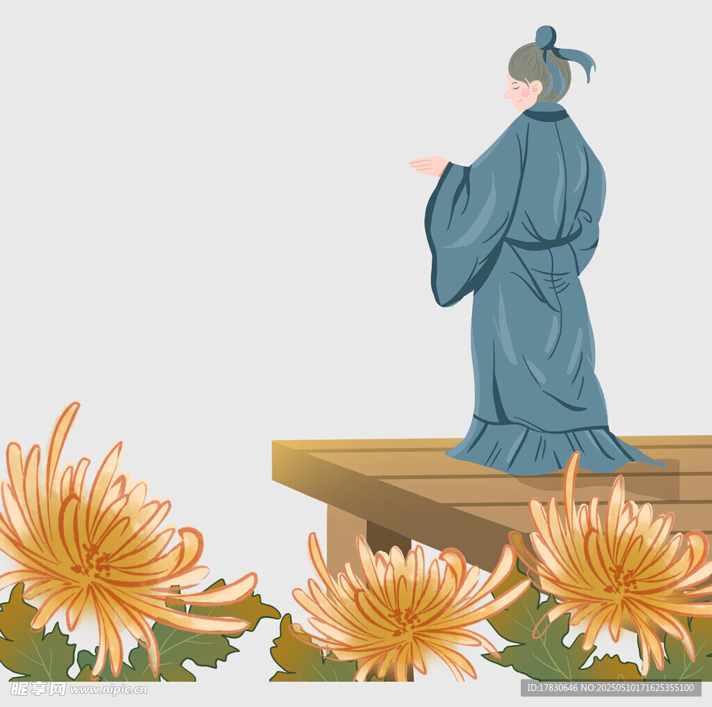 古人赏菊图