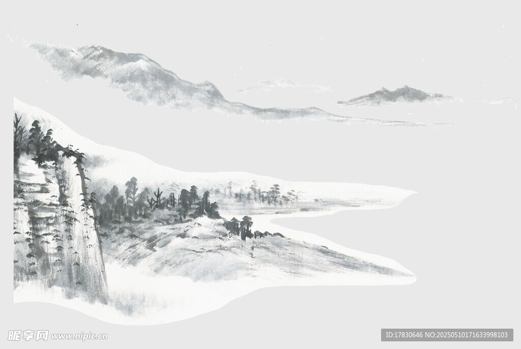 水墨山水雪景图