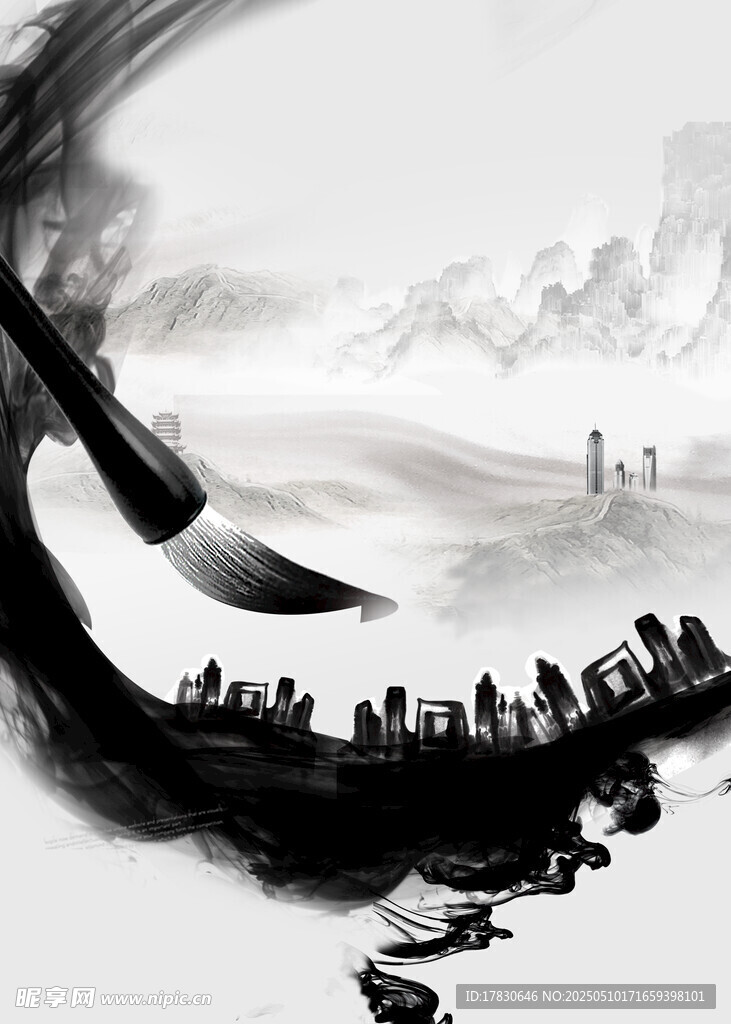 水墨笔触下的群体景象