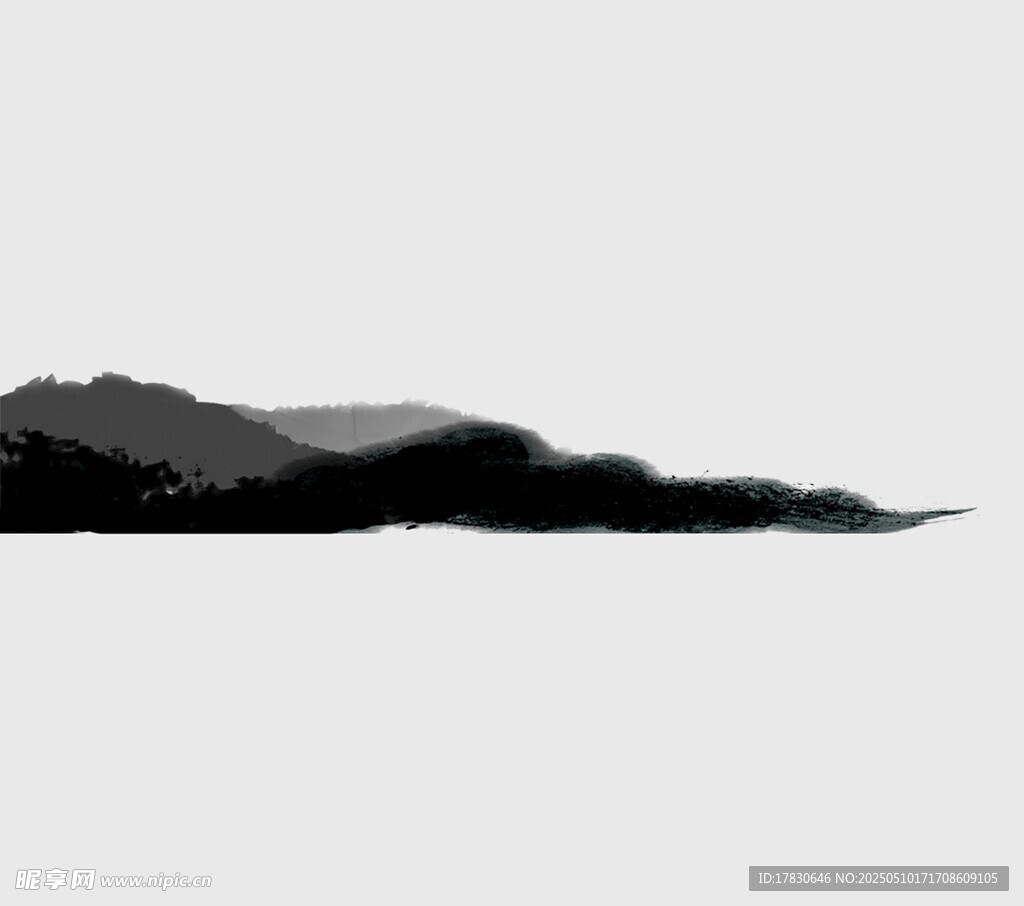 水墨风格山峦剪影