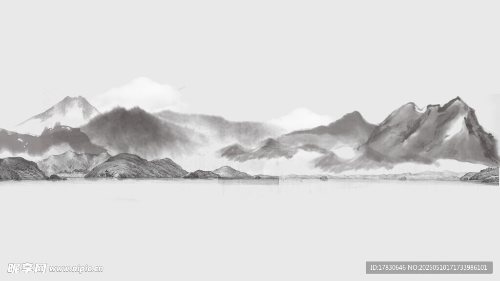 水墨风格山峦风景图
