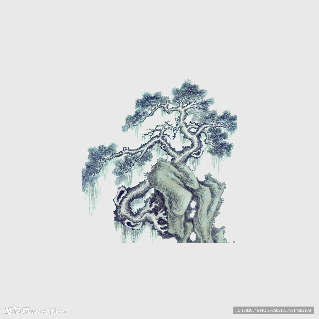水墨风古树图案