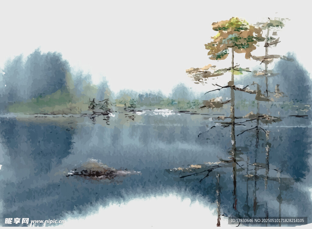 宁静湖畔风景