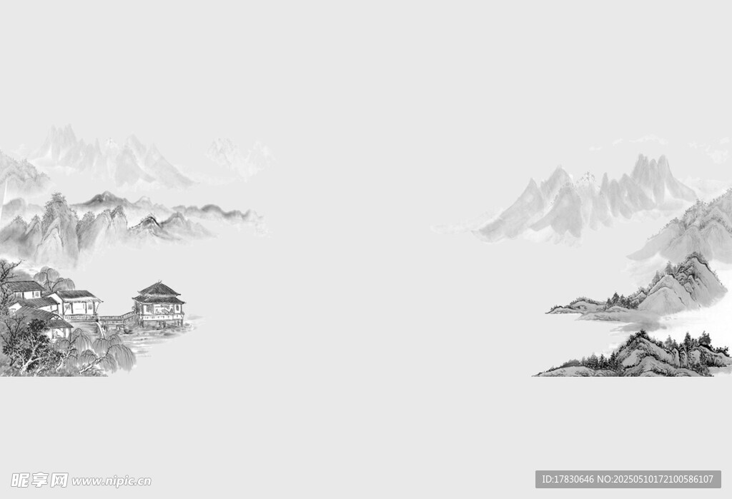 水墨山水风景图
