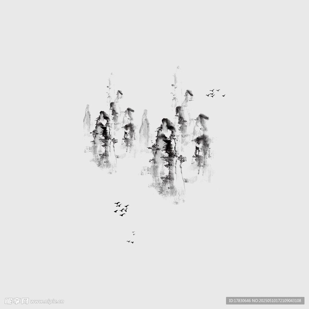 水墨风格人物群像画作