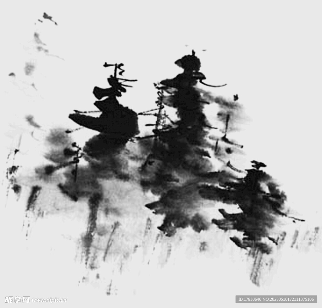 水墨写意山林图