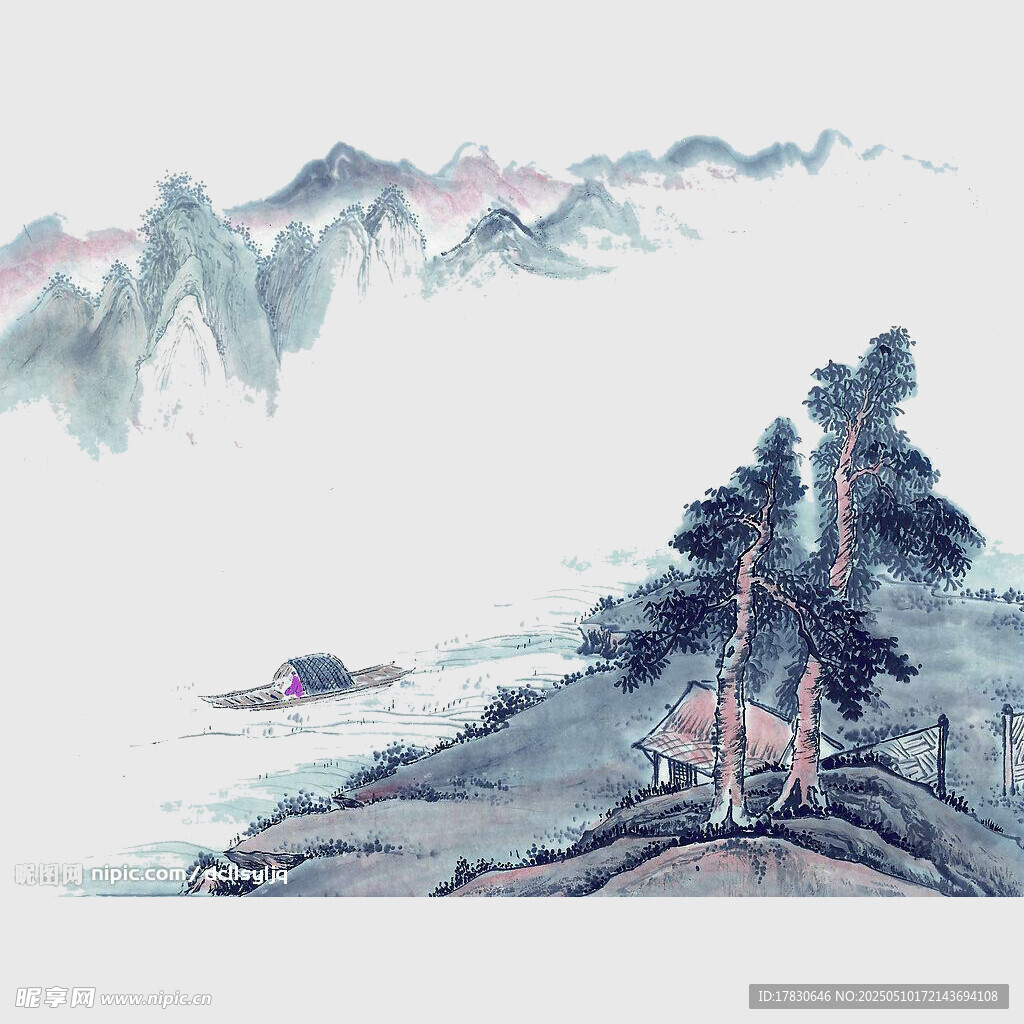水墨山水间的静谧景致