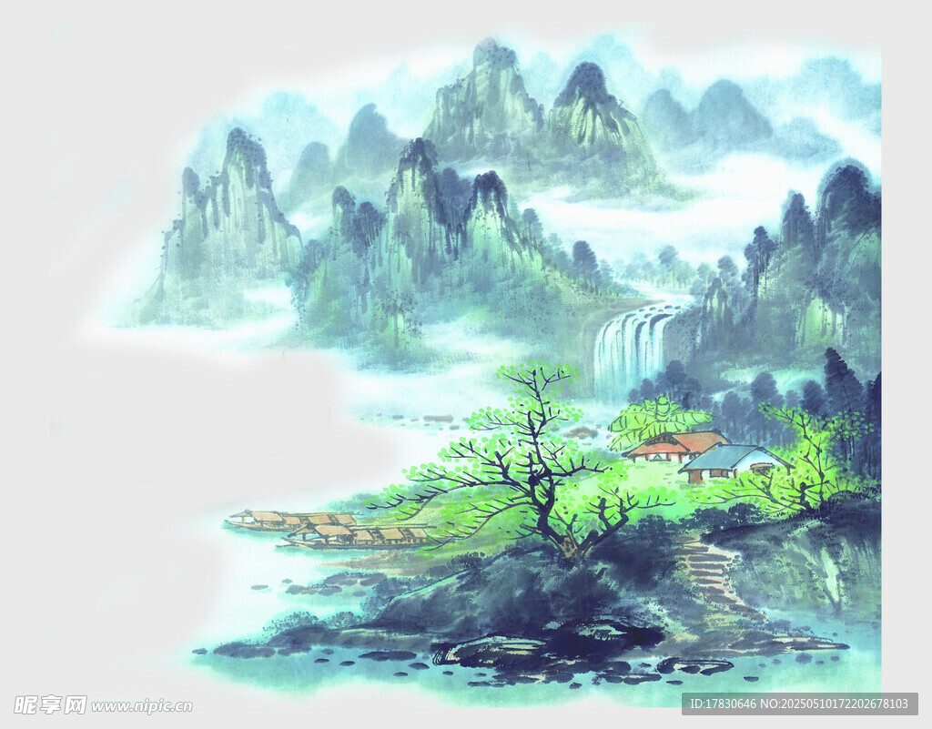 水墨山水风景图