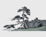 水墨松树山石图