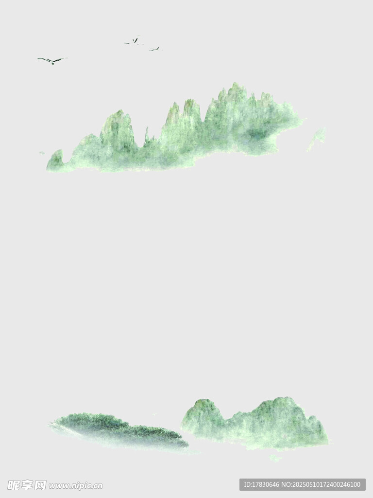 水墨风青绿山水风景图