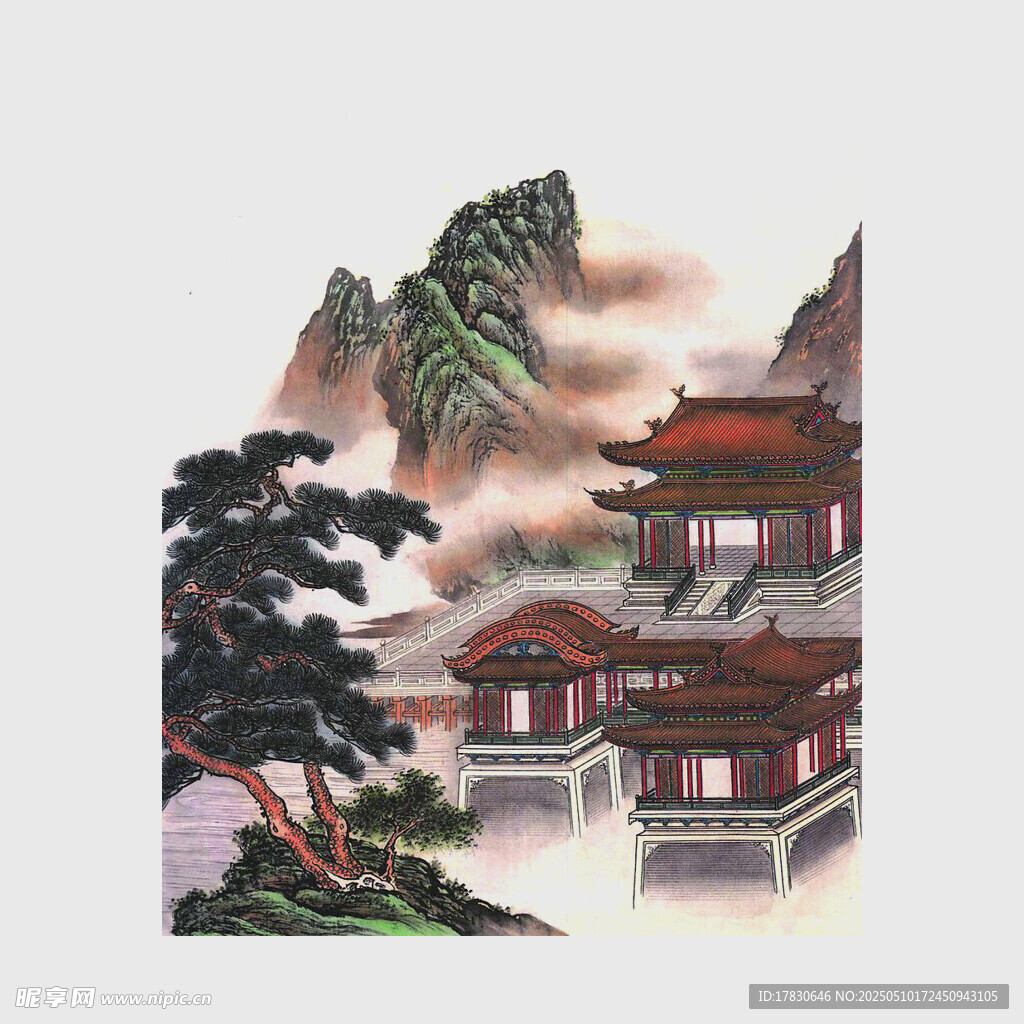 中式山水间的古典建筑
