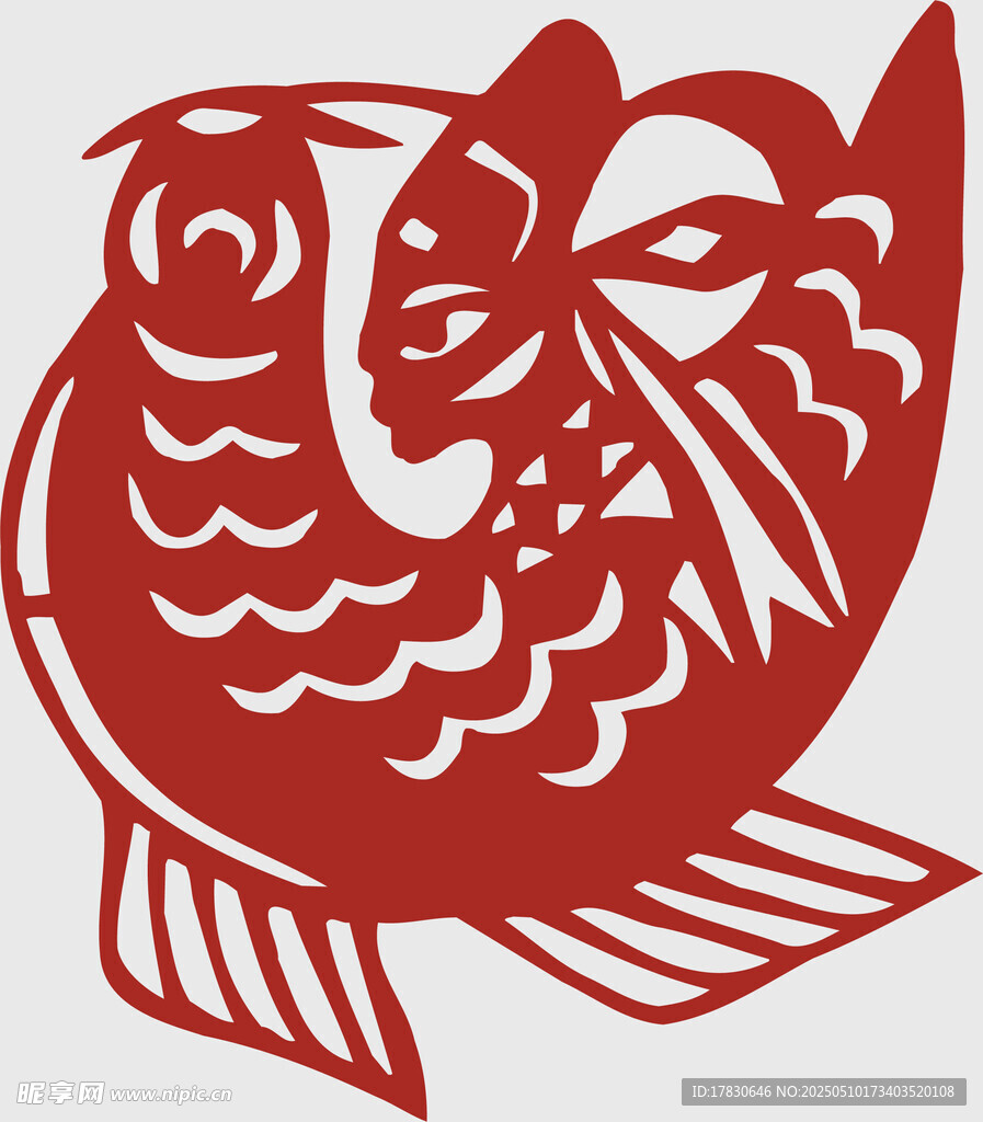 双鱼剪纸图案