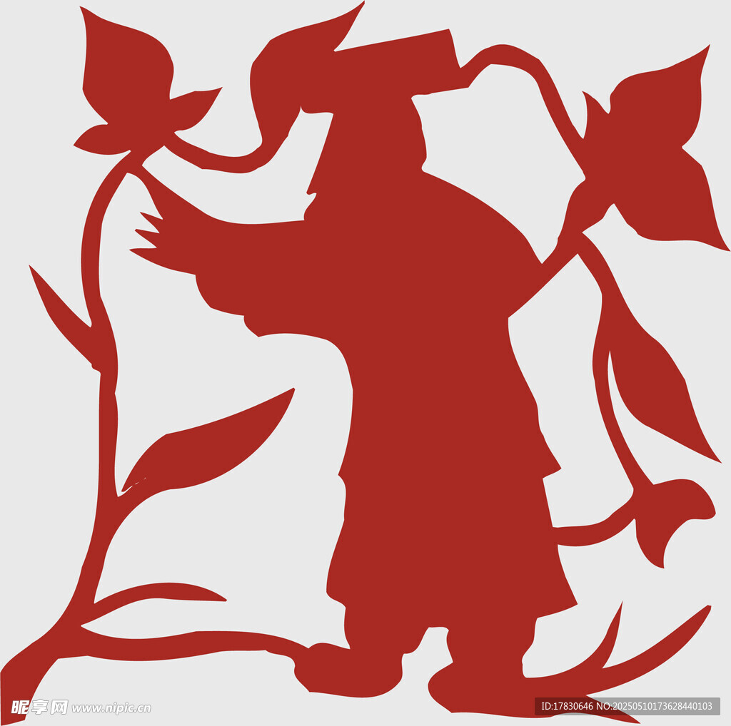 剪纸风格的学士形象