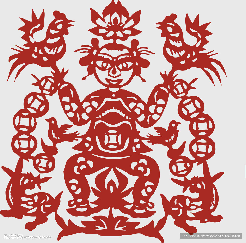 传统剪纸娃娃与吉祥元素