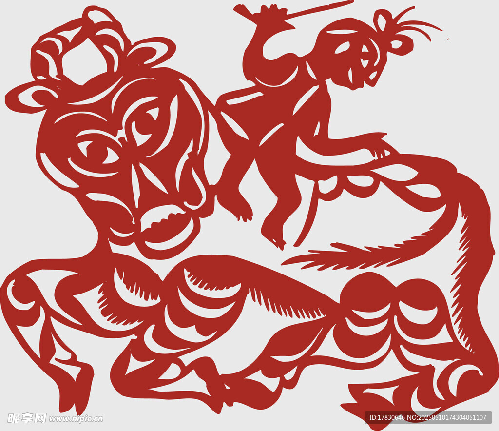 牛年剪纸图案