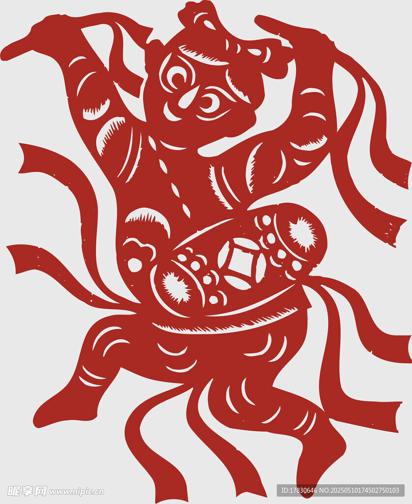 喜庆剪纸虎娃形象