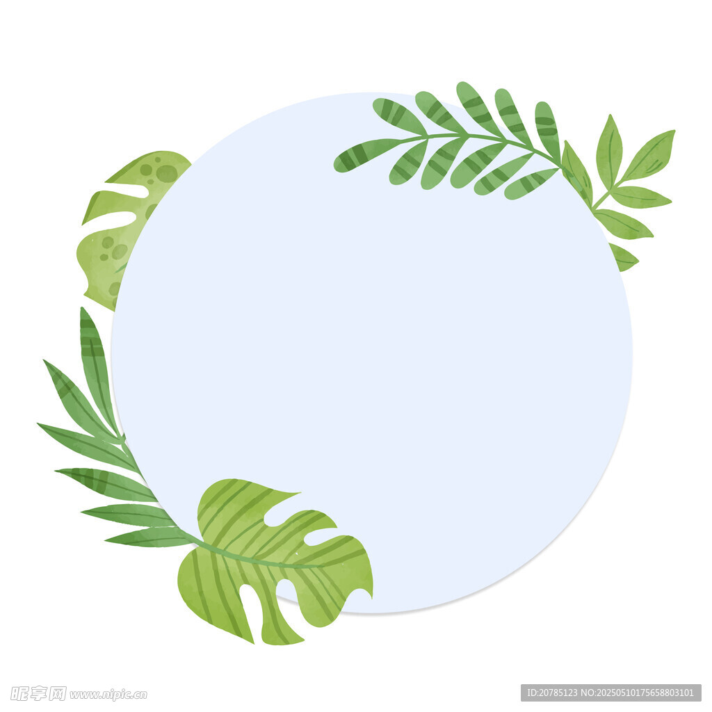 圆形绿植边框装饰图案