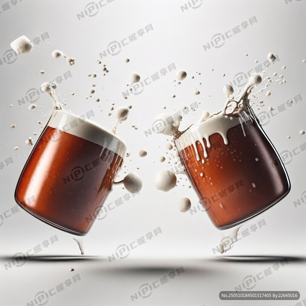两个方形大啤酒杯倾斜碰撞 