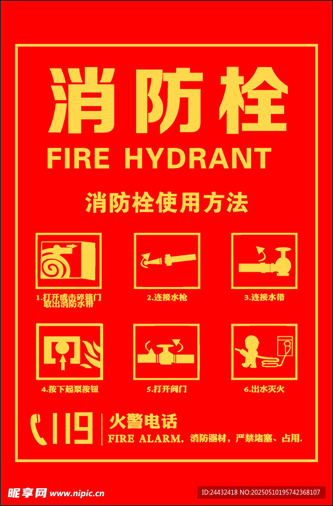 消防栓使用方法宣传海报