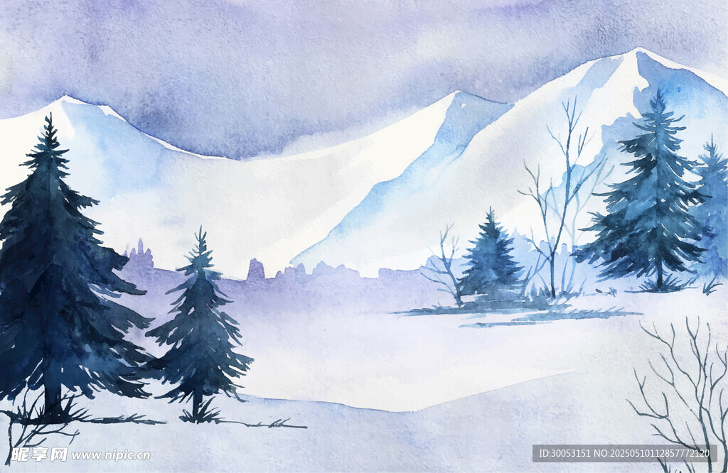 冬日雪景中的静谧山林