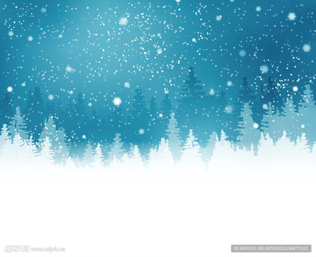 冬日雪景中的静谧松树林