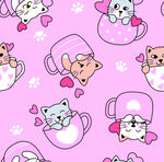 粉色萌猫杯垫图案设计