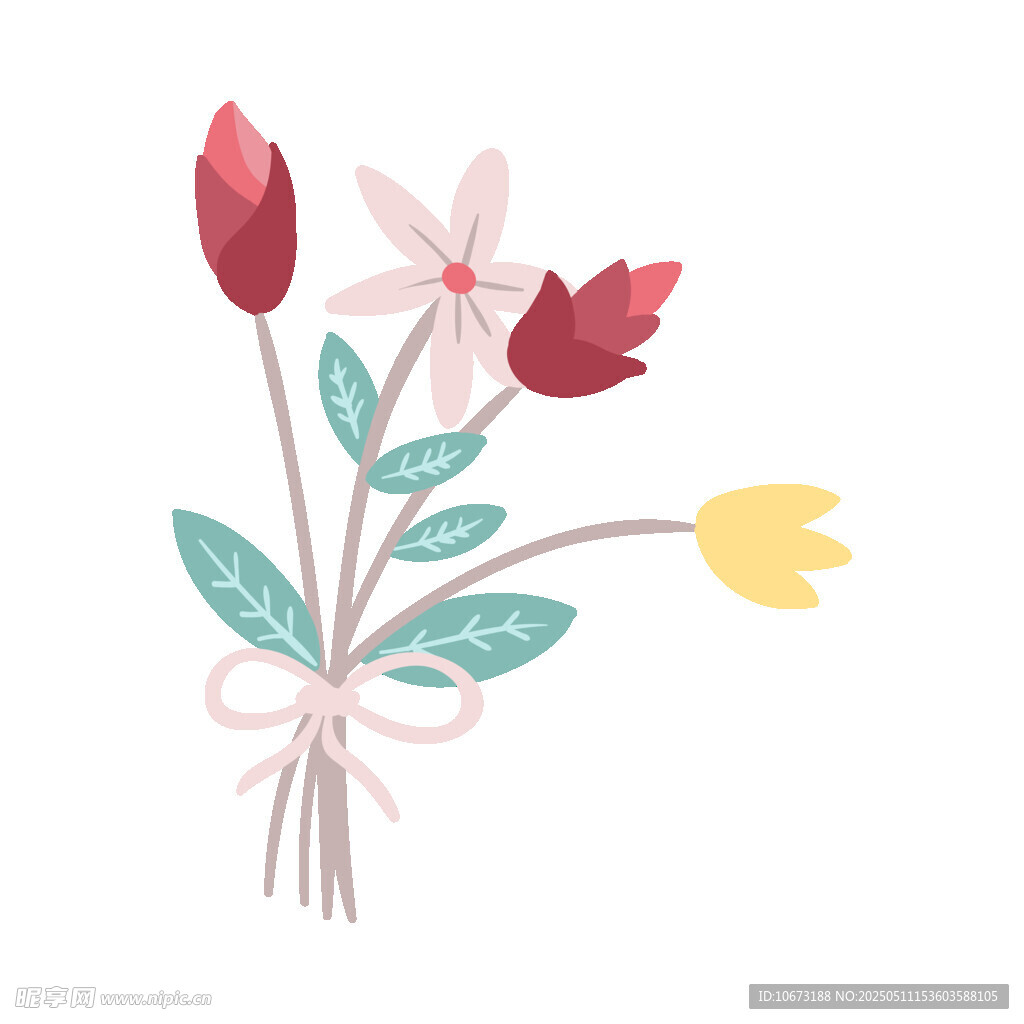 手绘多彩花束插画