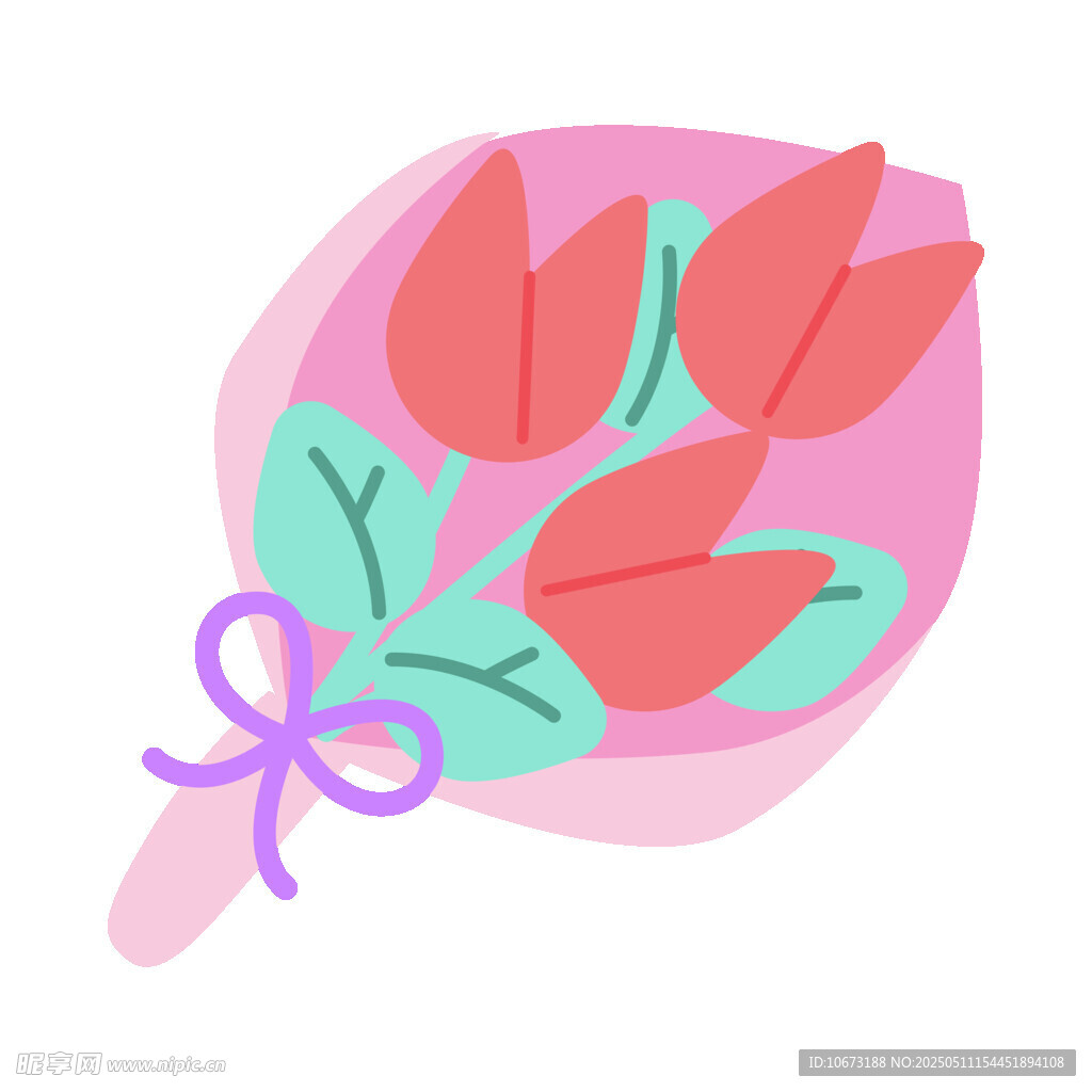 粉色系手绘郁金香花束