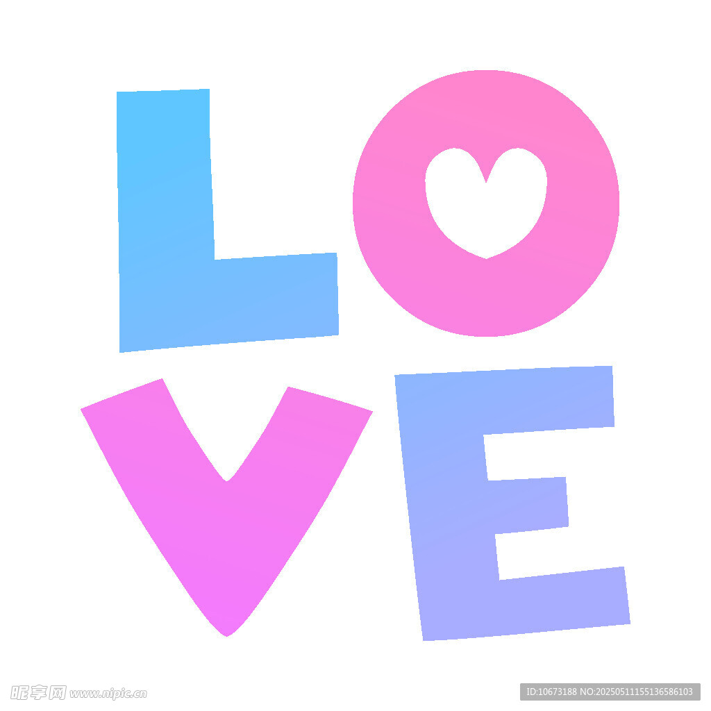 彩色爱心LOVE艺术字