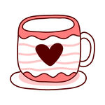 爱心条纹咖啡杯插画