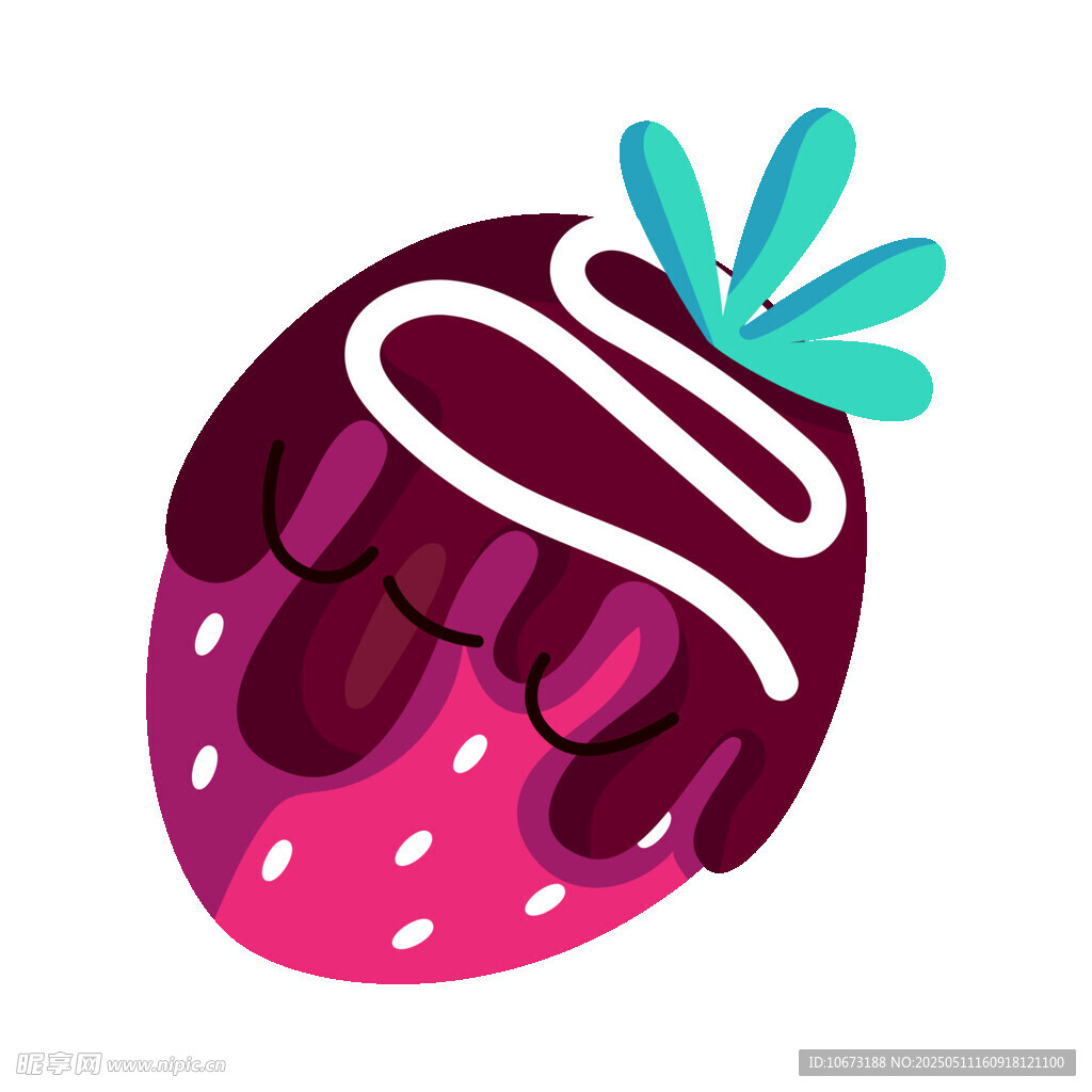 卡通草莓甜点插画