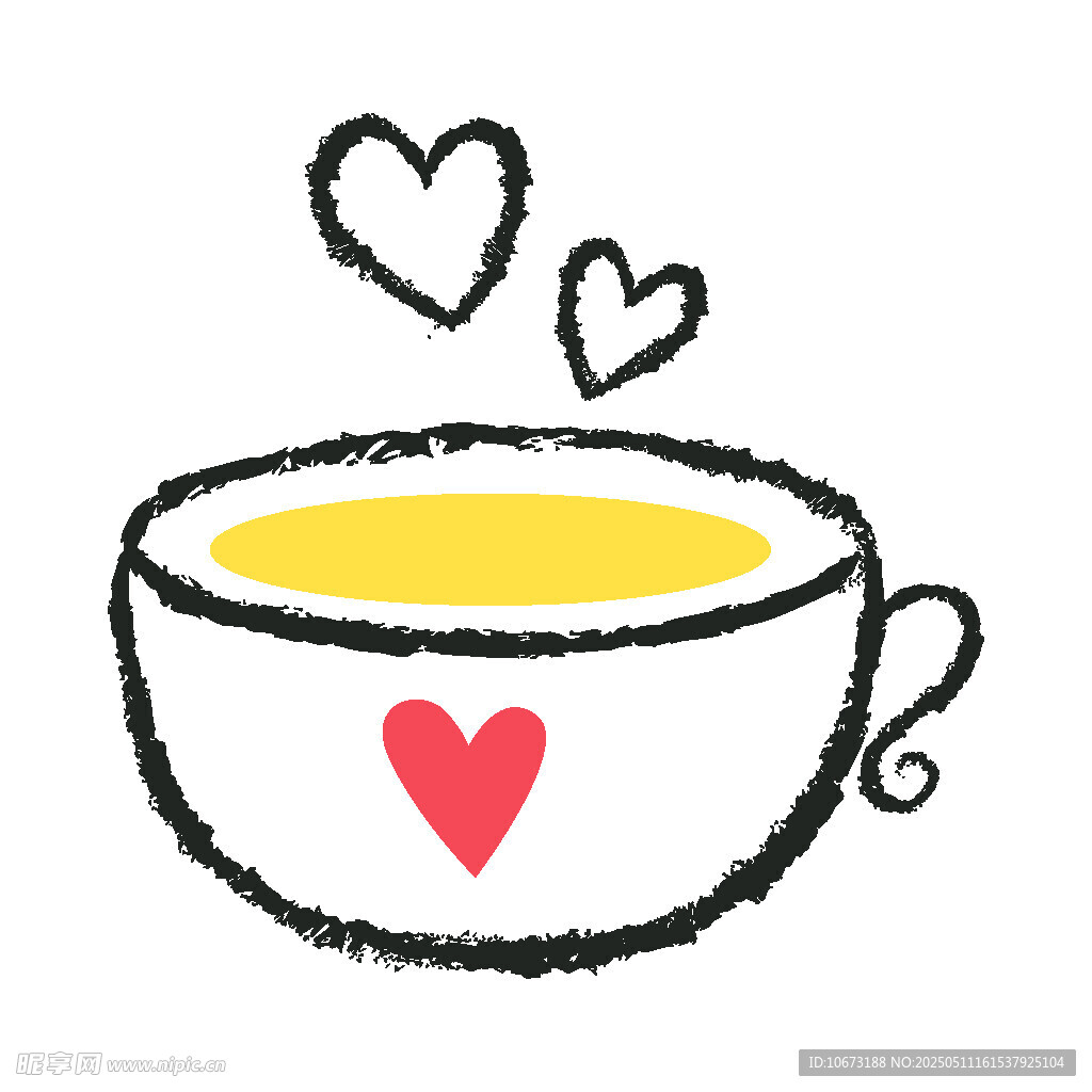 爱心茶杯插画