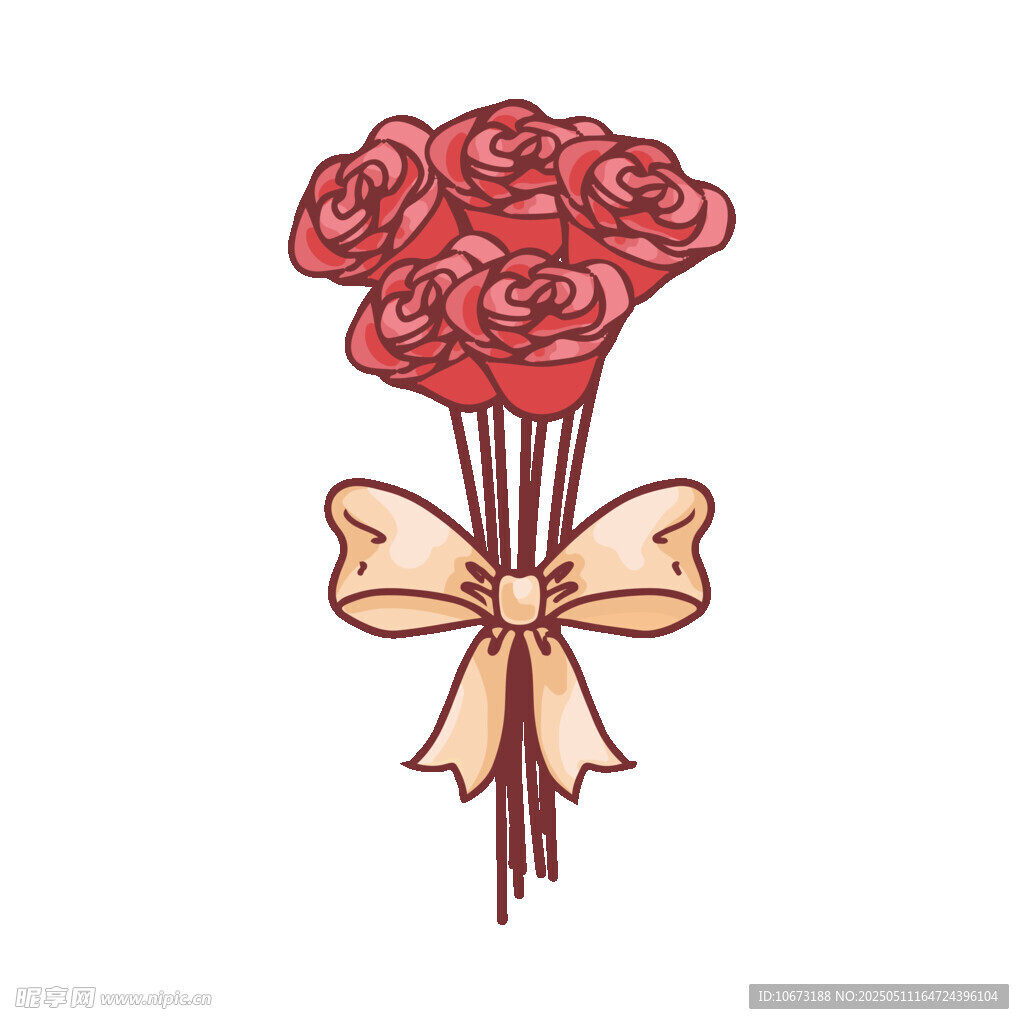 手绘红玫瑰花束