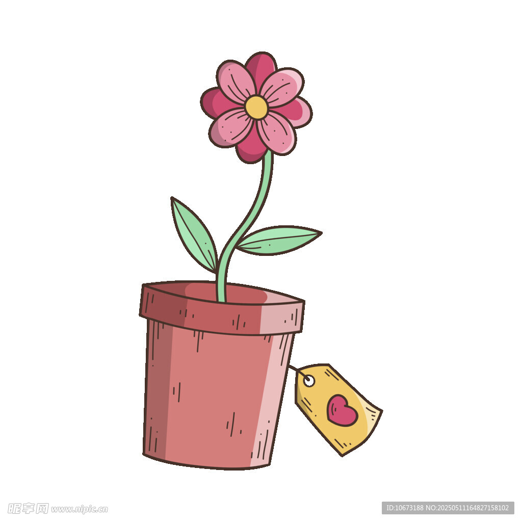 花盆中的粉色花朵