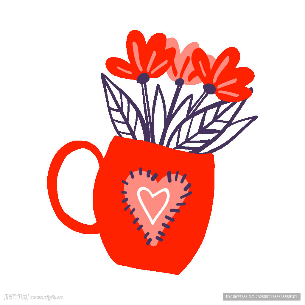 红色花杯插画