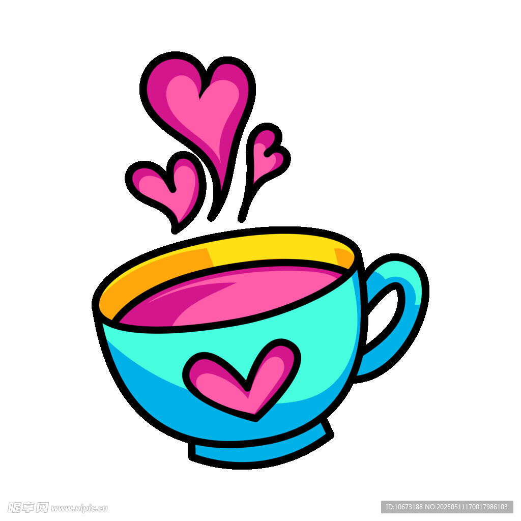 爱心茶杯插画