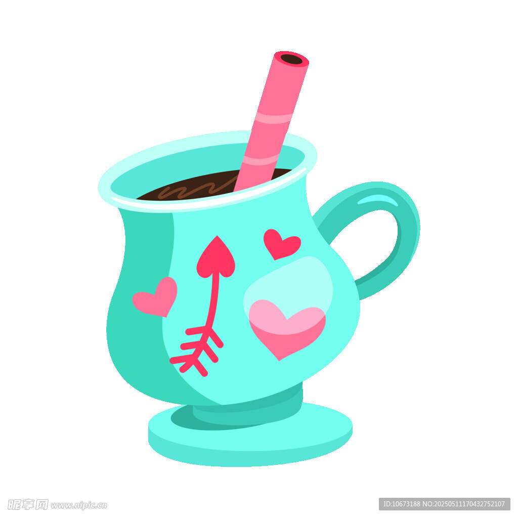 爱心图案的可爱咖啡杯
