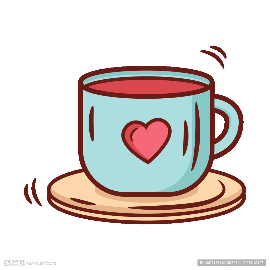 爱心茶杯插画