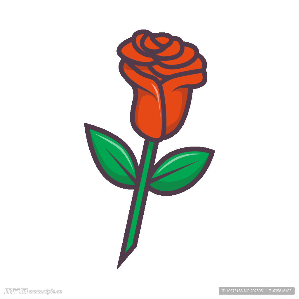 手绘橙色玫瑰花图案