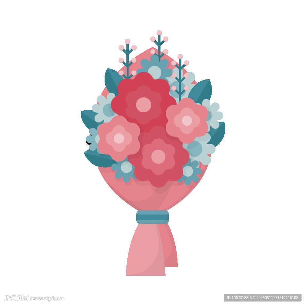 手绘粉色花束插画