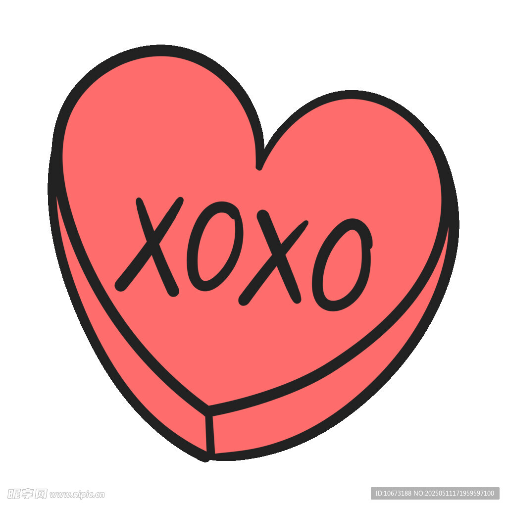爱心糖果写有XOXO